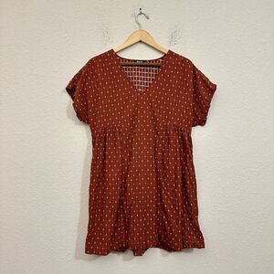 MADEWELL Jacquard Dolman-Sleeve Mini Dress in Dusty Redwood